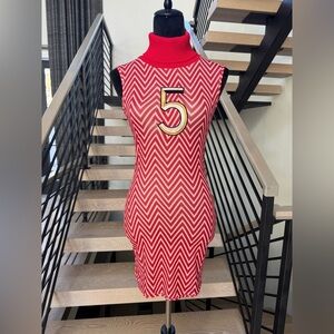 Red Chevron Sleeveless Dress